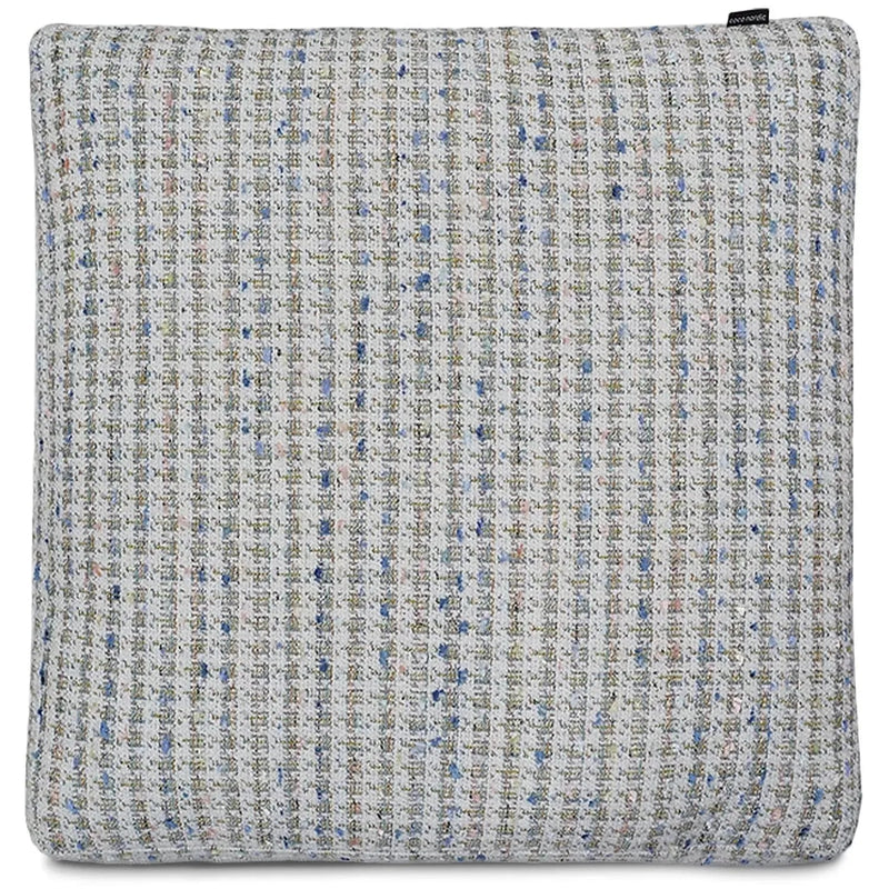 Scandinavian fabric sofa pillow pearl white in white background.