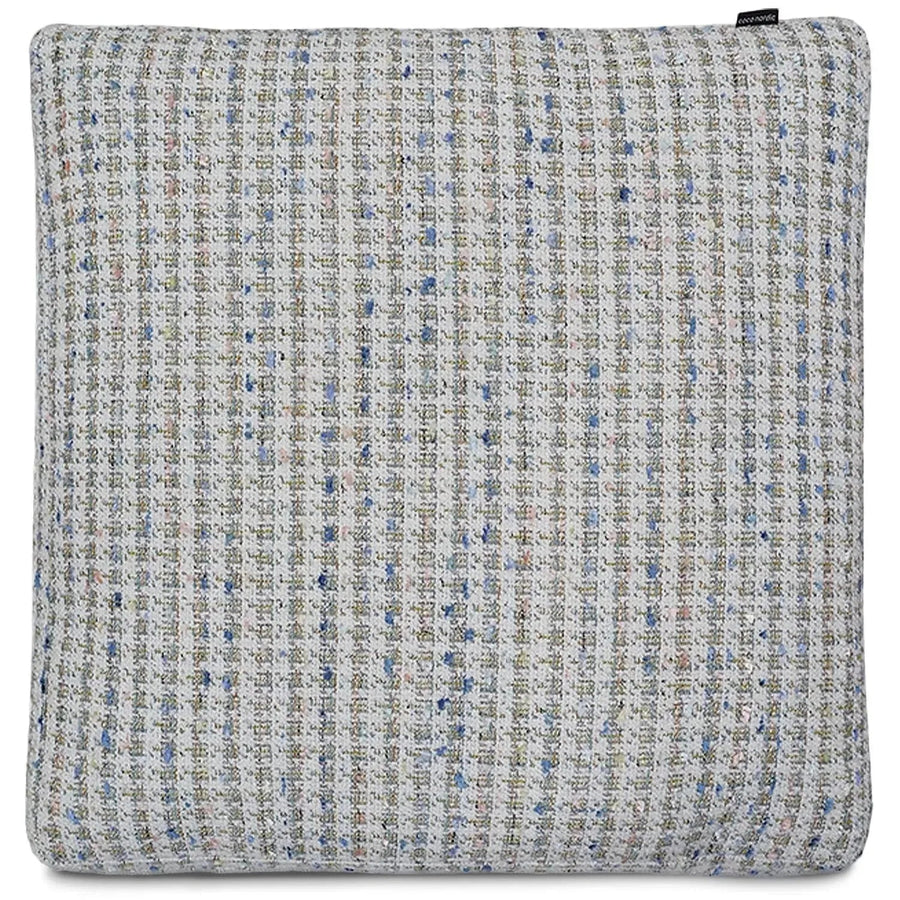 Scandinavian fabric sofa pillow pearl white in white background.