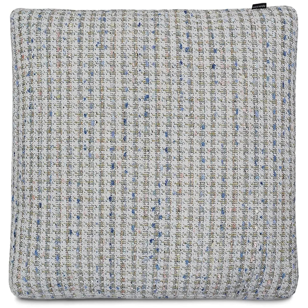 Scandinavian fabric sofa pillow pearl white in white background.
