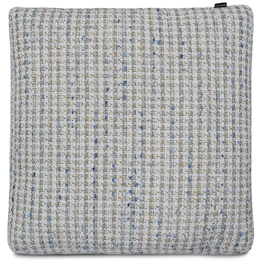 Scandinavian fabric sofa pillow pearl white in white background.