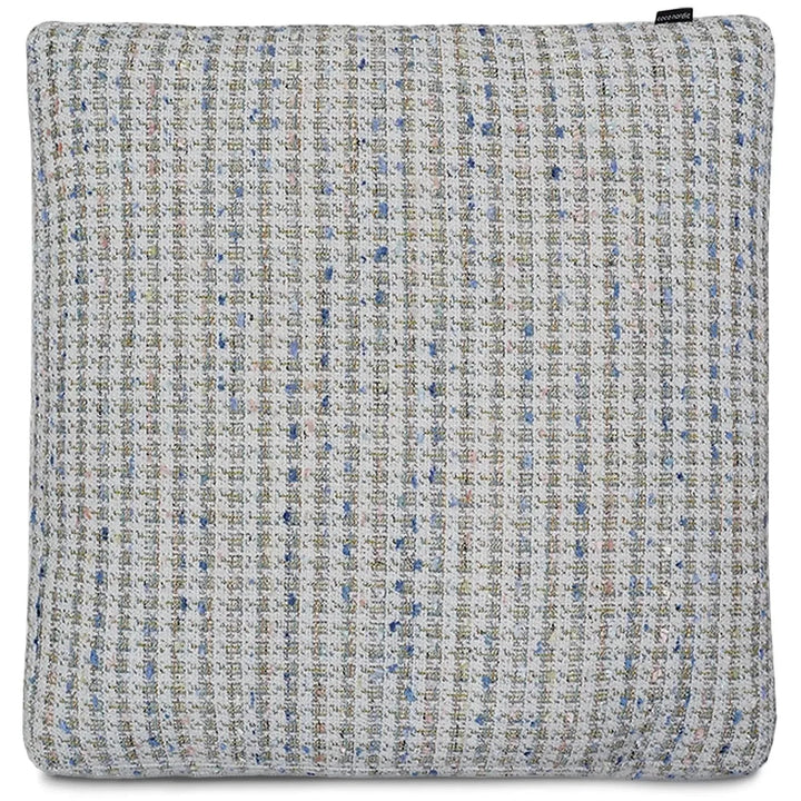 Scandinavian fabric sofa pillow pearl white in white background.