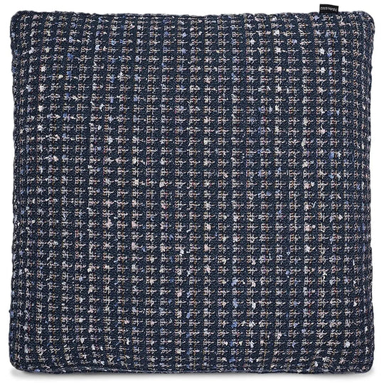 Scandinavian fabric sofa pillow sapphire blue in white background.