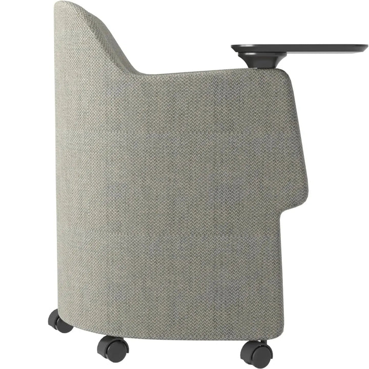 Modern fabric training office chair with writing board cactus in details.