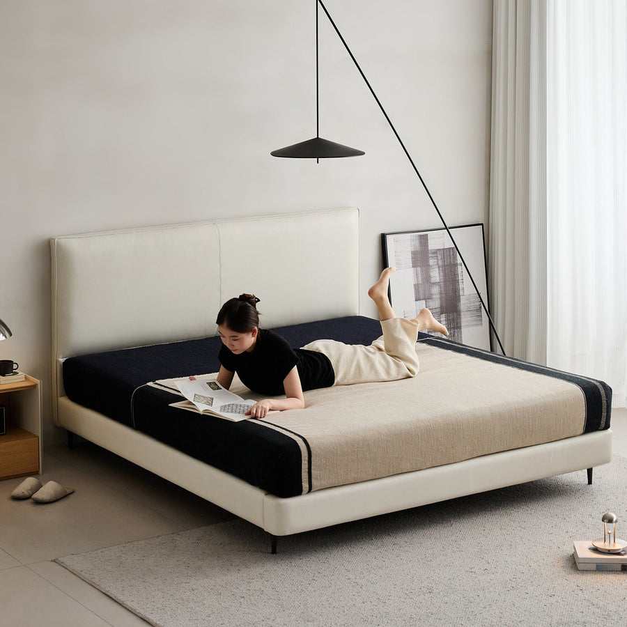 Minimalist genuine leather bed lalo primary product view.
