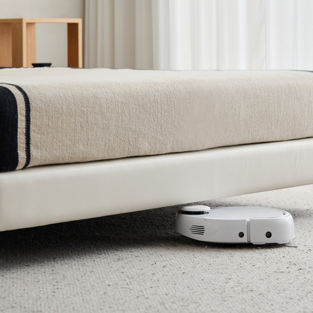 Minimalist genuine leather bed lalo in real life style.