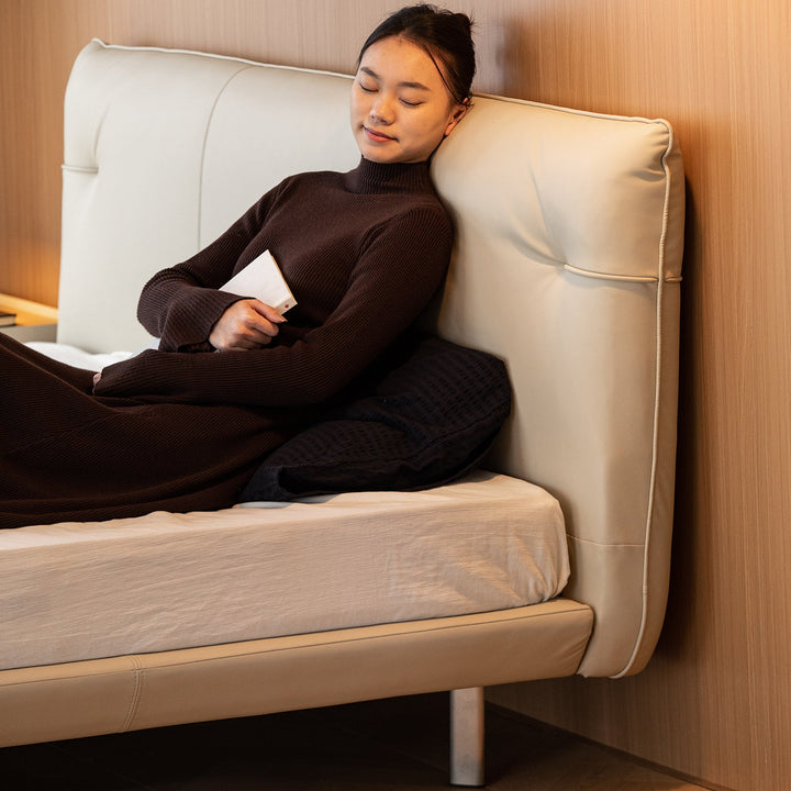 Minimalist genuine leather bed rhine size charts.