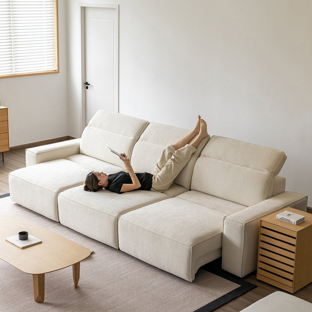 Minimalist genuine leather electric recliner 4 seater sofa bed string primary product view.