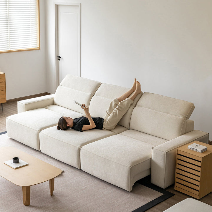 Minimalist genuine leather electric recliner 4 seater sofa bed string primary product view.
