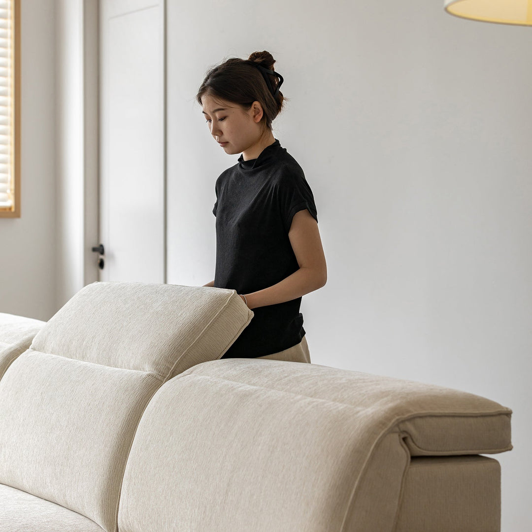 Minimalist genuine leather electric recliner 4 seater sofa bed string material variants.