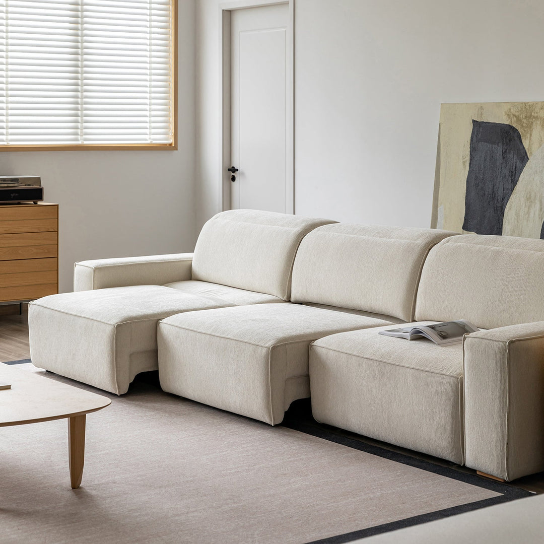 Minimalist genuine leather electric recliner 4 seater sofa bed string in details.