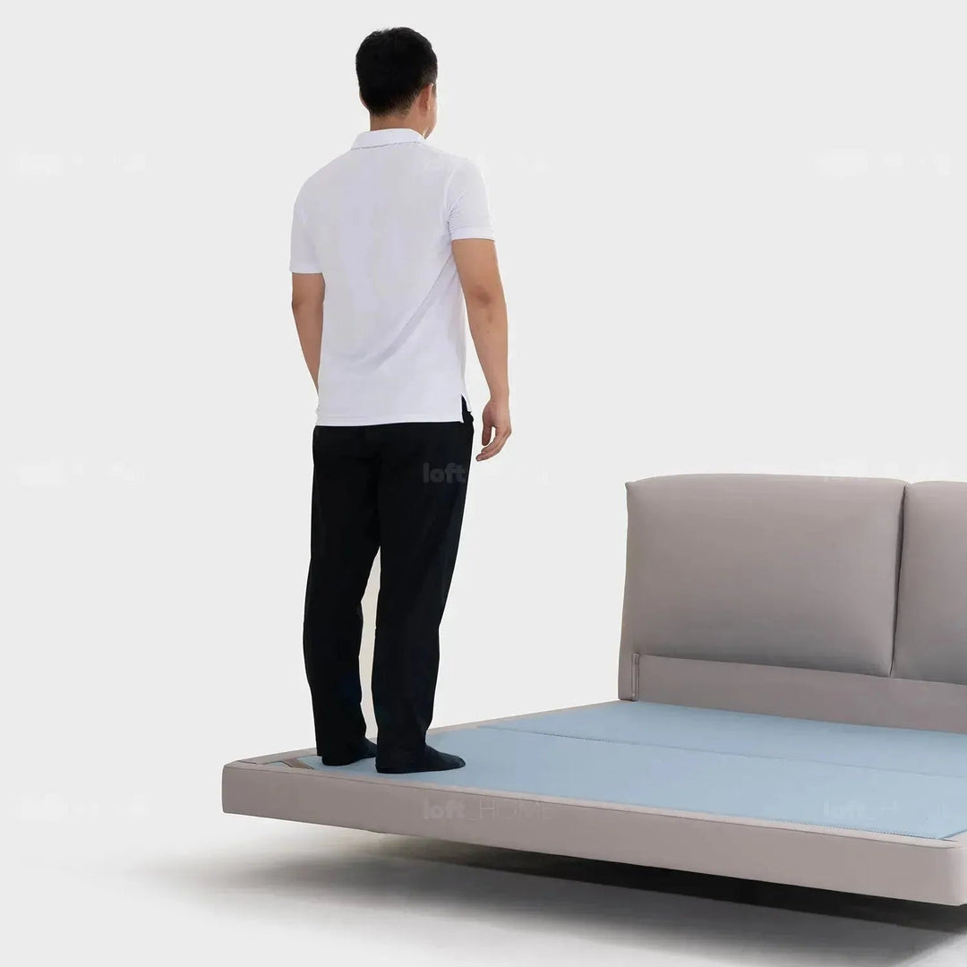 Minimalist Genuine Leather Floating Bed BENCE