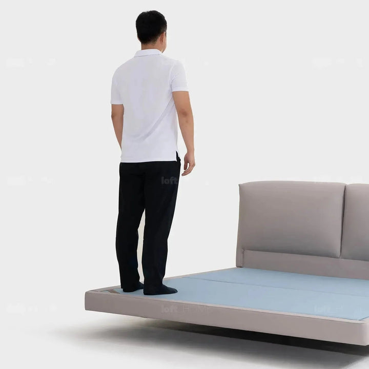 Minimalist Genuine Leather Floating Bed BENCE