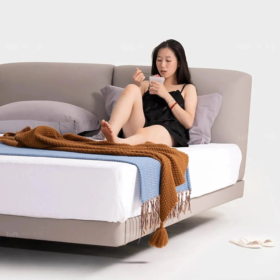 Minimalist Genuine Leather Floating Bed BENCE