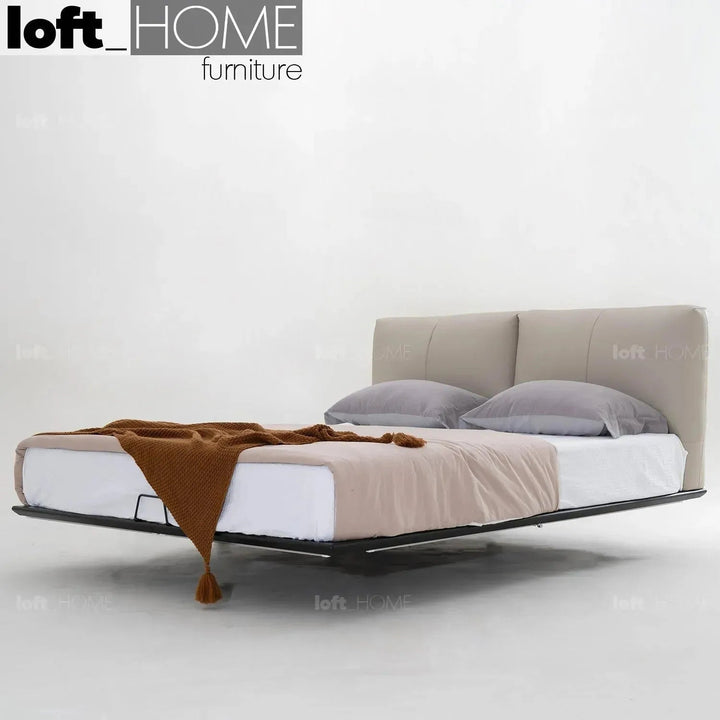 Minimalist Genuine Leather Floating Bed FIDES