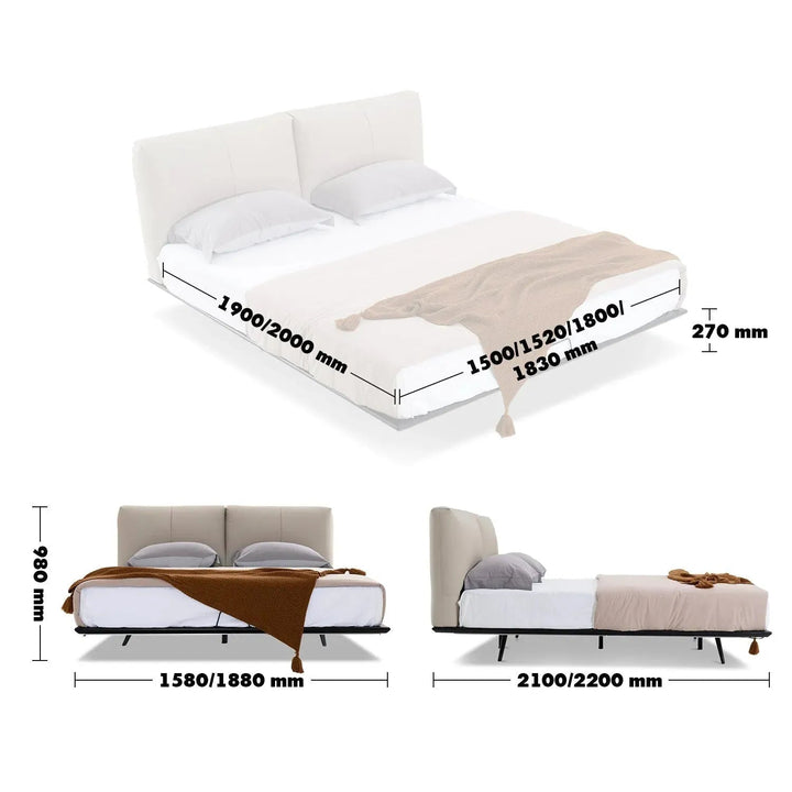 Minimalist Genuine Leather Floating Bed FIDES