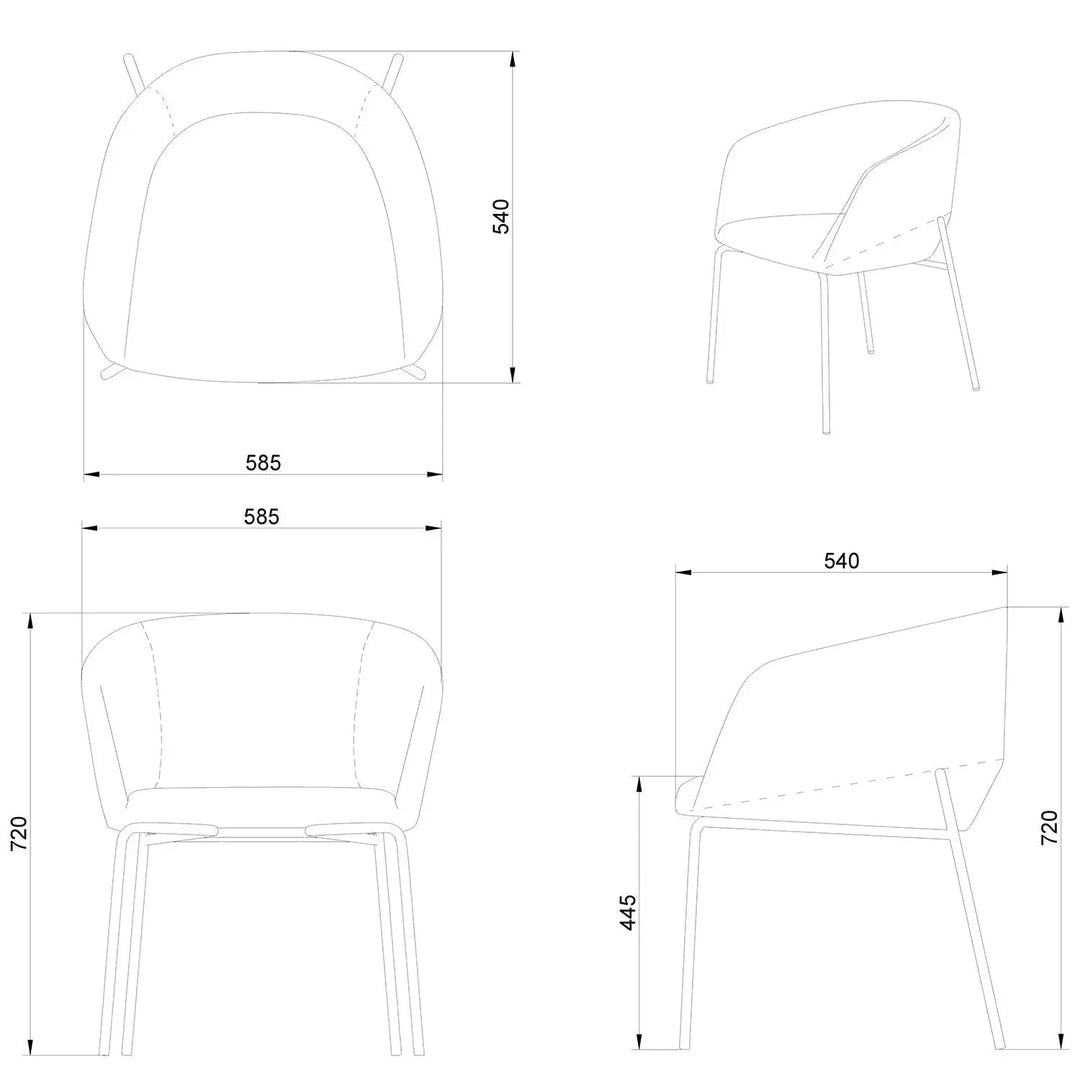 Industrial metal fabric dining chair slicing color swatches.