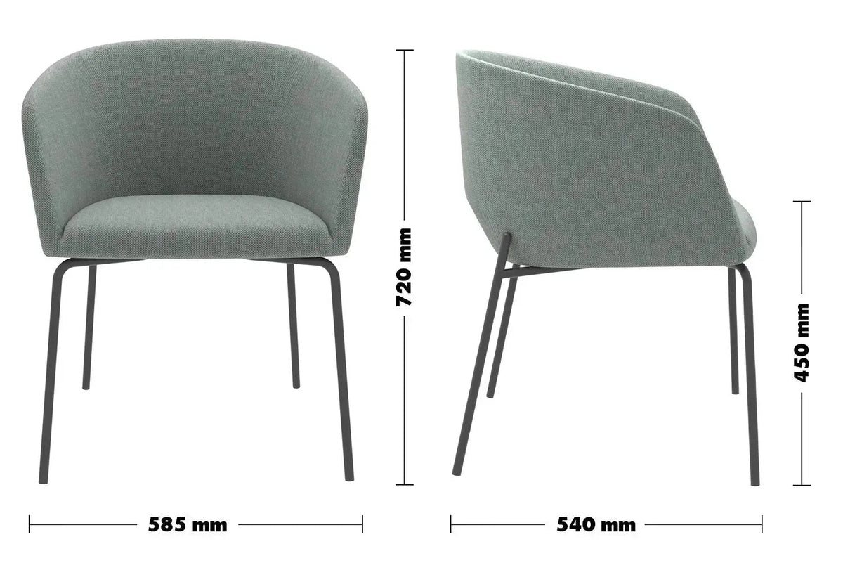 Minimalist Metal Fabric Dining Chair SLICING Size Chart