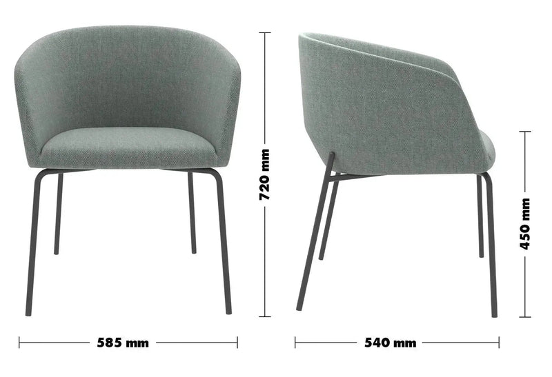 Minimalist Metal Fabric Dining Chair SLICING Size Chart