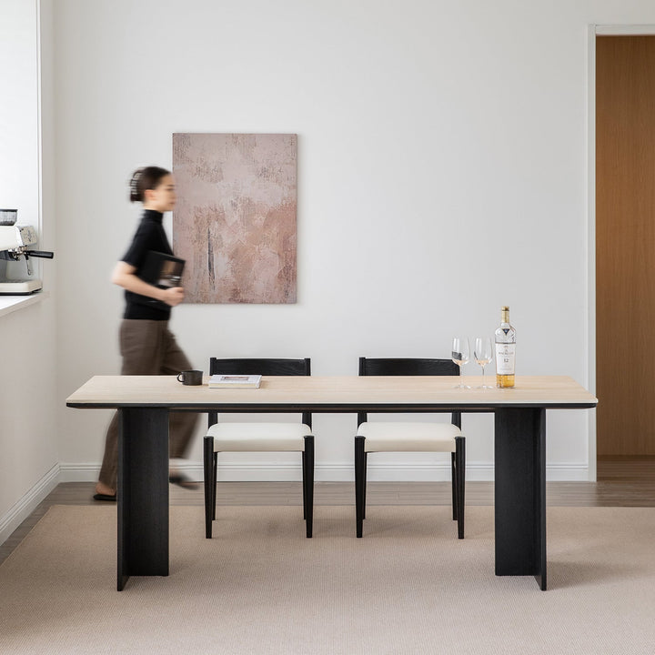 Minimalist Sintered Stone Black Ash Wood Dining Table BLACK OSLO