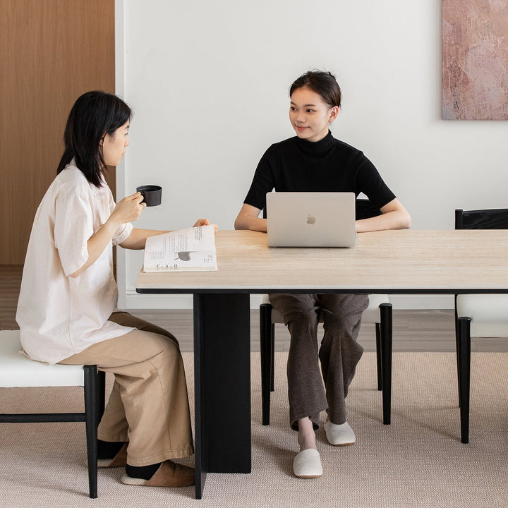 Minimalist Sintered Stone Black Ash Wood Dining Table BLACK OSLO