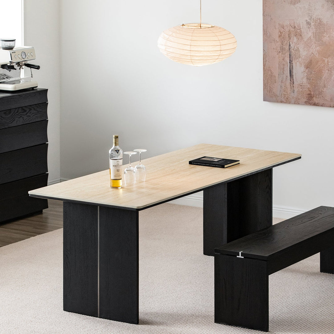 Minimalist Sintered Stone Black Ash Wood Dining Table BLACK OSLO