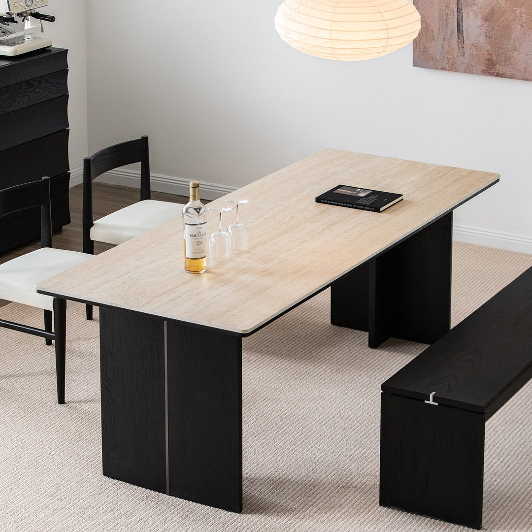 Minimalist Sintered Stone Black Ash Wood Dining Table BLACK OSLO