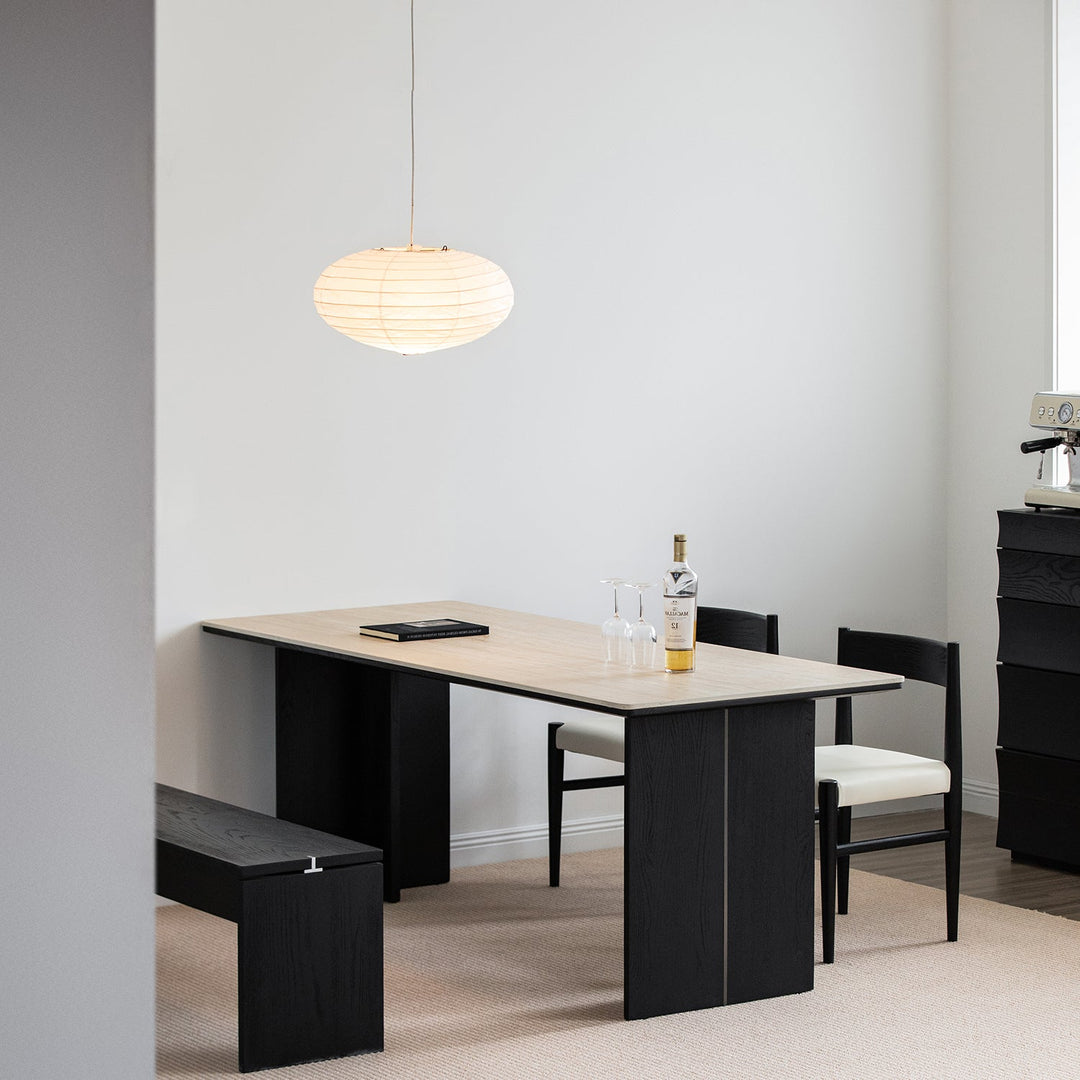 Minimalist Sintered Stone Black Ash Wood Dining Table BLACK OSLO