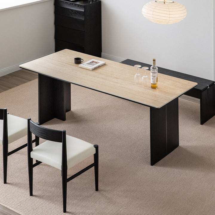 Minimalist Sintered Stone Black Ash Wood Dining Table BLACK OSLO