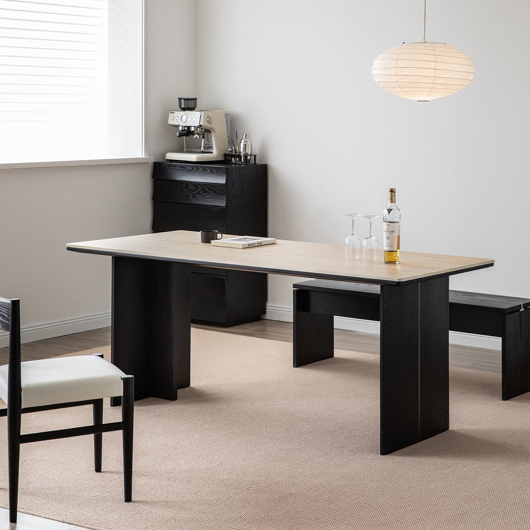 Minimalist Sintered Stone Black Ash Wood Dining Table BLACK OSLO
