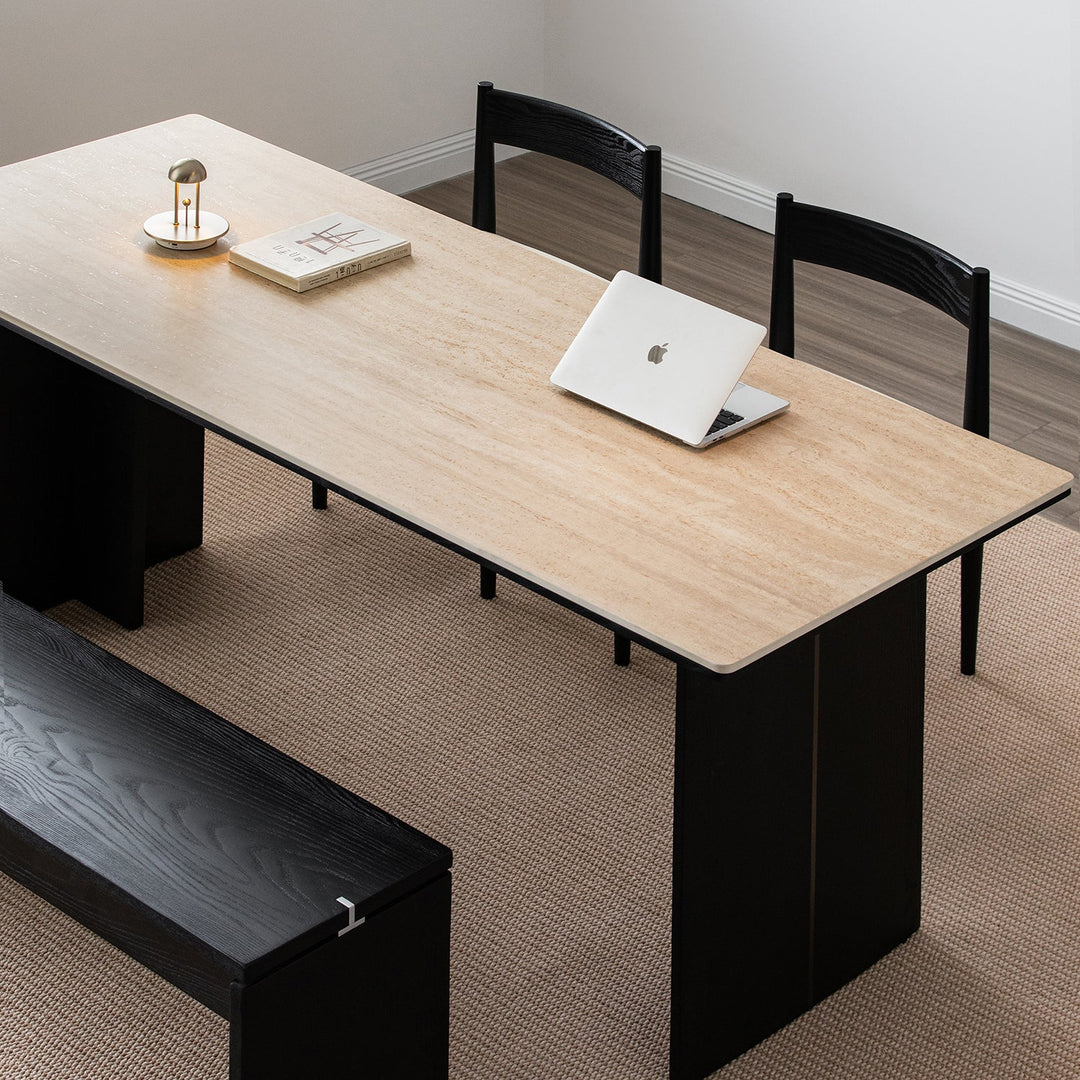 Minimalist Sintered Stone Black Ash Wood Dining Table BLACK OSLO
