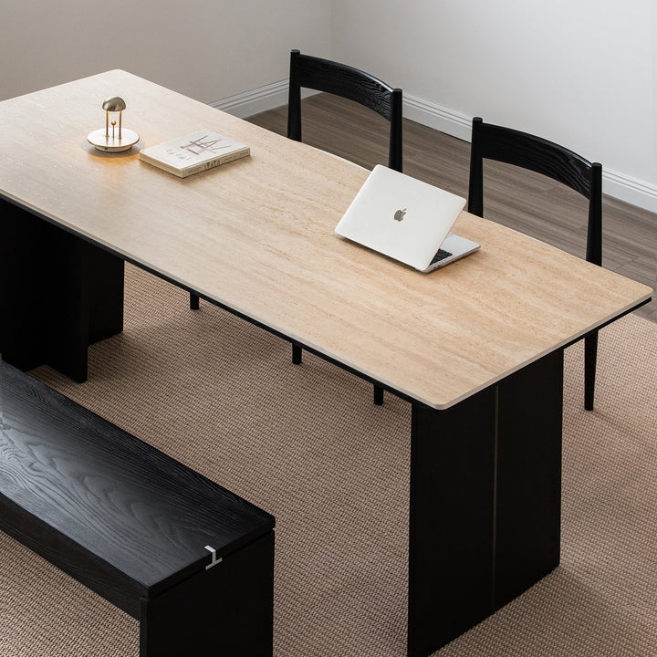 Minimalist Sintered Stone Black Ash Wood Dining Table BLACK OSLO