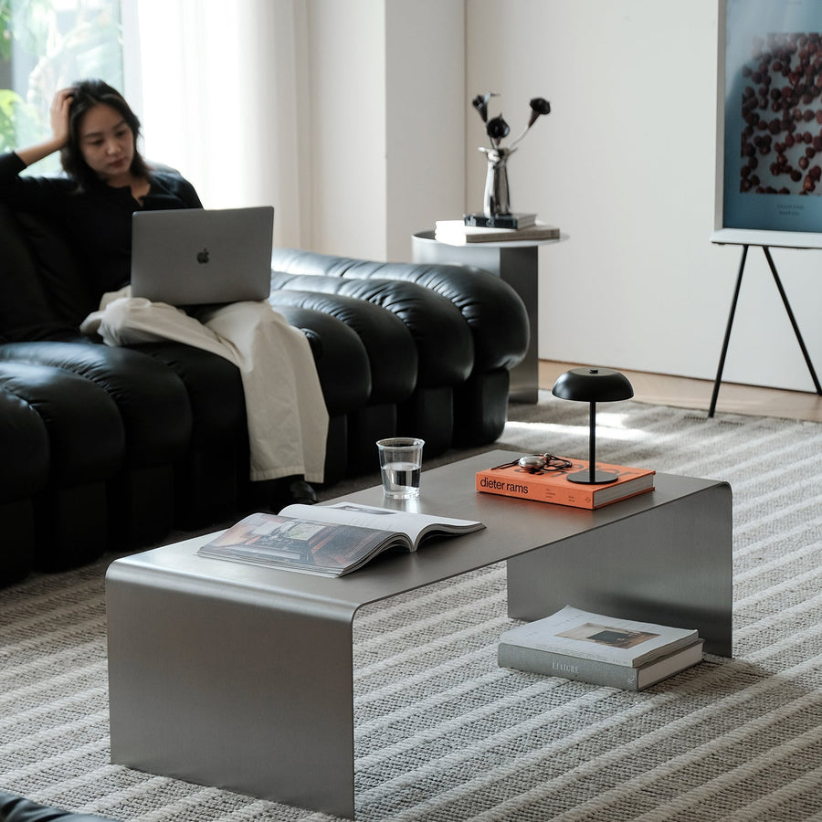 Bauhaus steel coffee table arc primary product view.