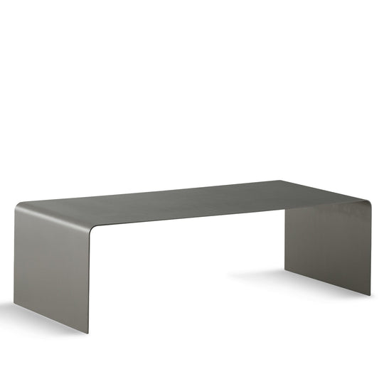 Bauhaus steel coffee table arc in white background.