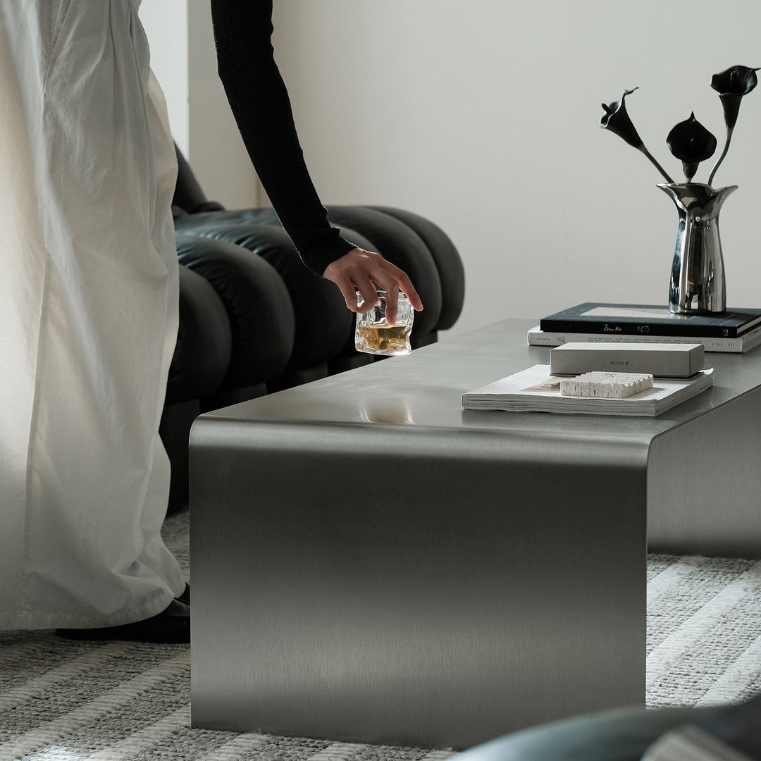 Bauhaus steel coffee table arc in real life style.
