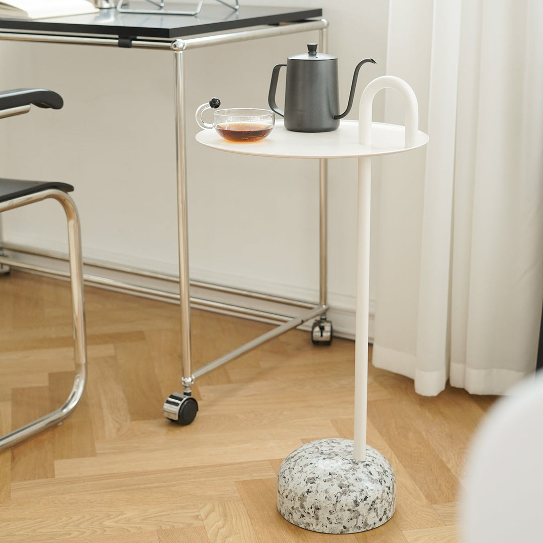 Bauhaus steel marble side table loop in still life.