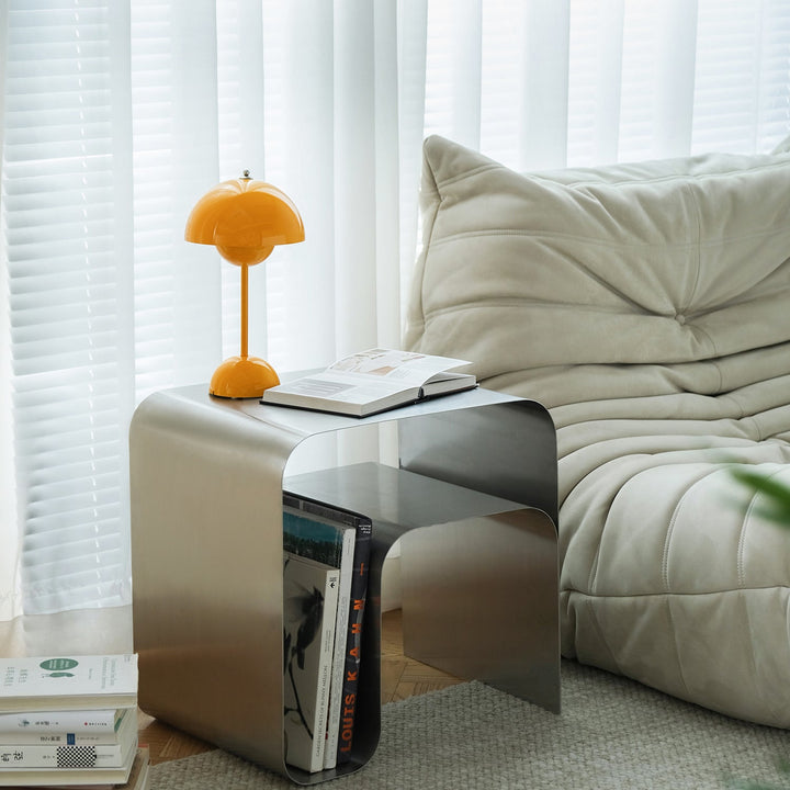 Bauhaus steel side table arc primary product view.