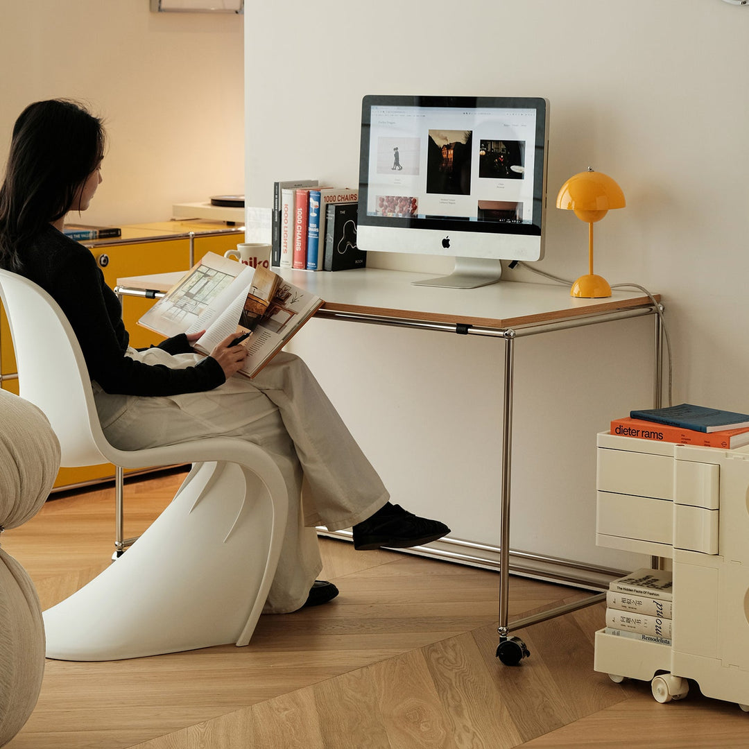 Minimalist Steel Wheeled Study Table USM