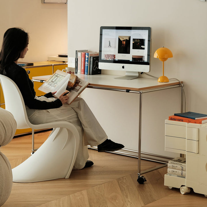 Minimalist Steel Wheeled Study Table USM