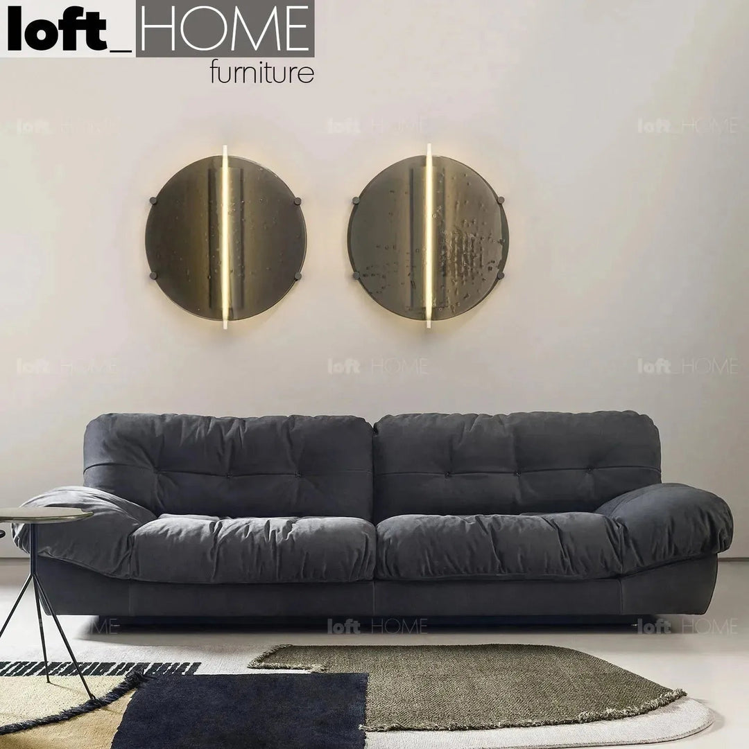 Contemporary suede fabric 3 seater sofa milano primary product view.
