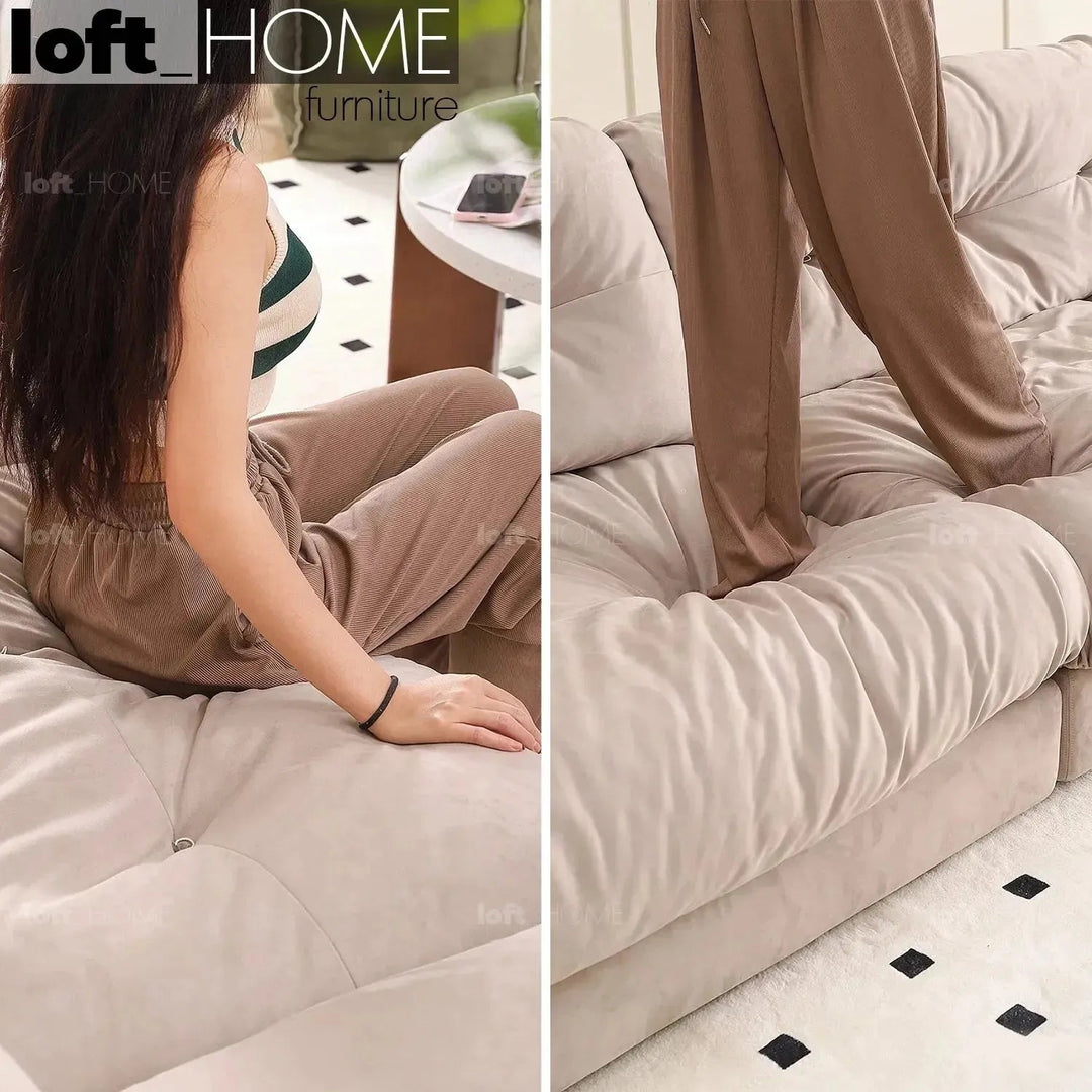 Contemporary suede fabric 3 seater sofa milano detail 2.