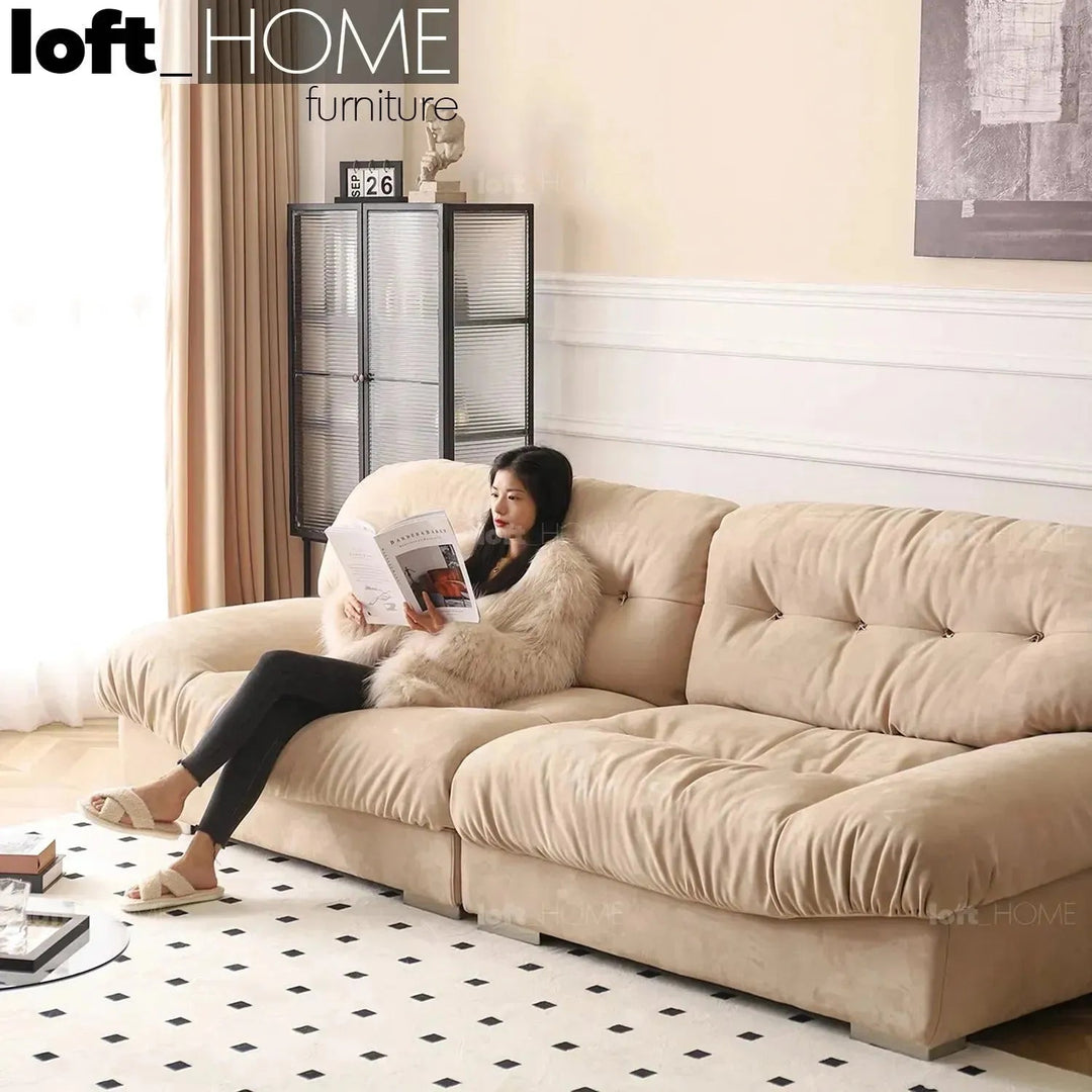 Contemporary suede fabric 4 seater sofa milano detail 4.
