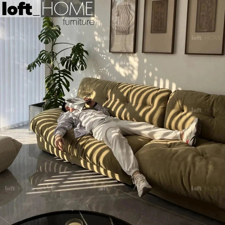 Contemporary suede fabric 4 seater sofa milano detail 2.