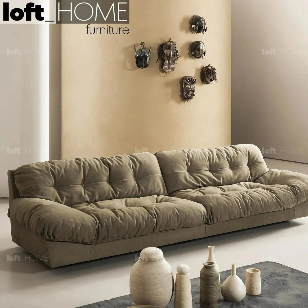 Contemporary suede fabric 4 seater sofa milano conceptual design.