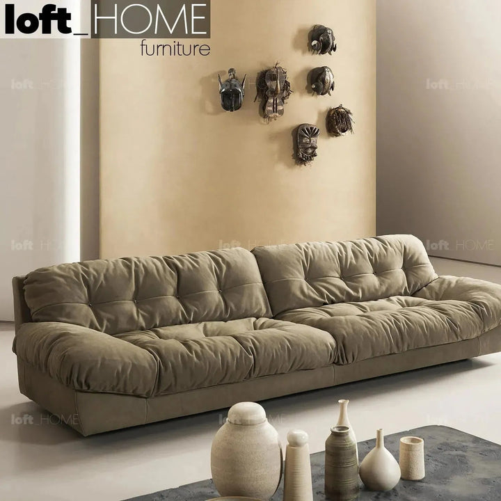 Contemporary suede fabric 4 seater sofa milano conceptual design.