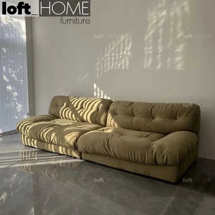 Contemporary suede fabric 4 seater sofa milano detail 1.