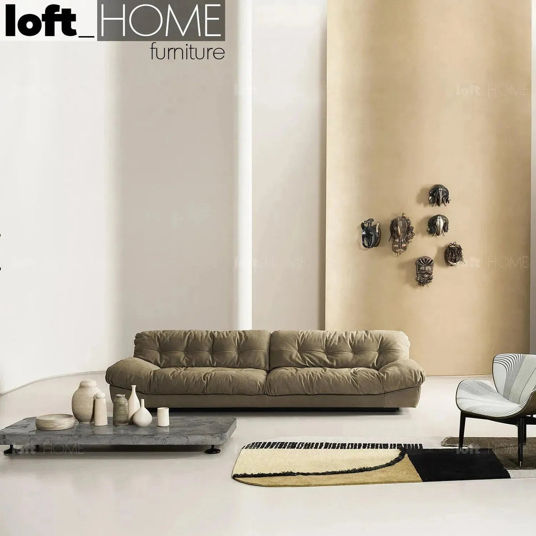 Contemporary suede fabric 4 seater sofa milano in real life style.