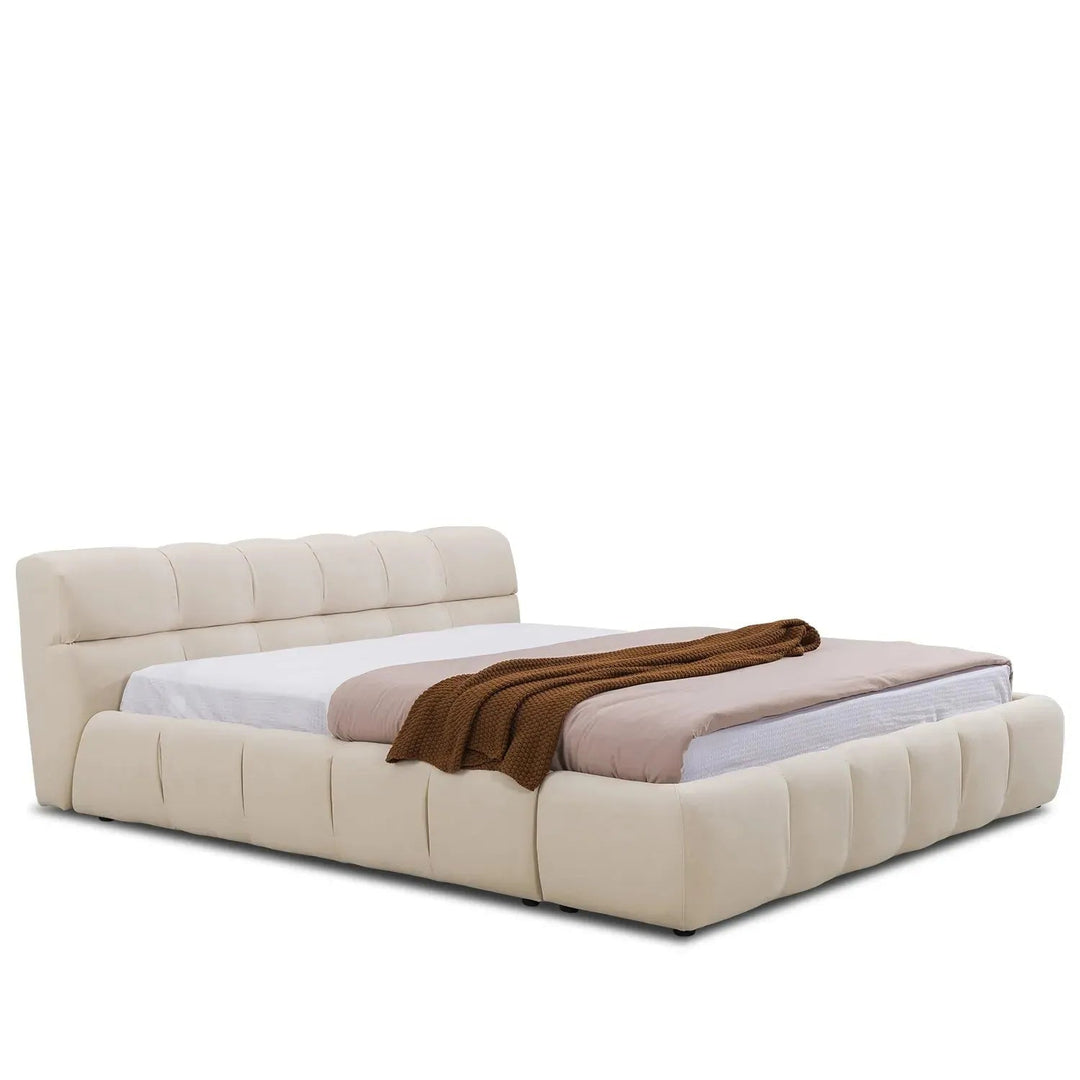 Contemporary Suede Fabric Bed TUFTY