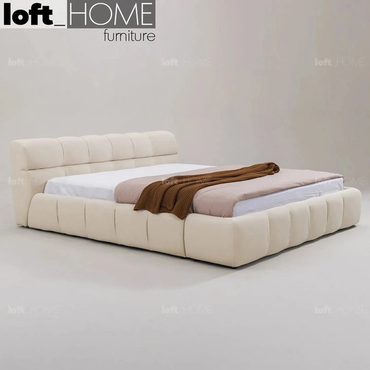 Contemporary Suede Fabric Bed TUFTY