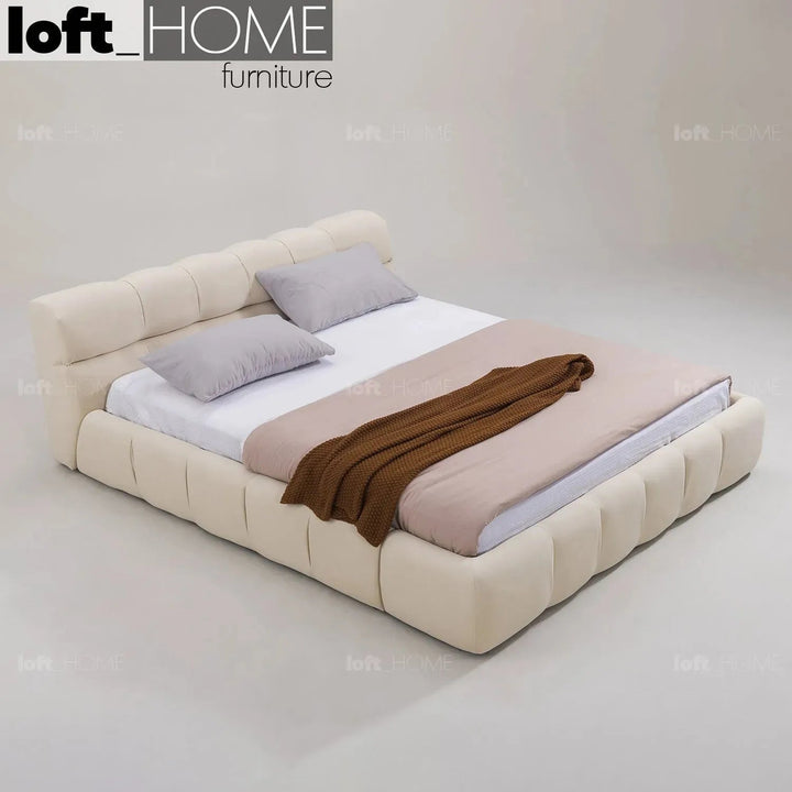 Contemporary Suede Fabric Bed TUFTY