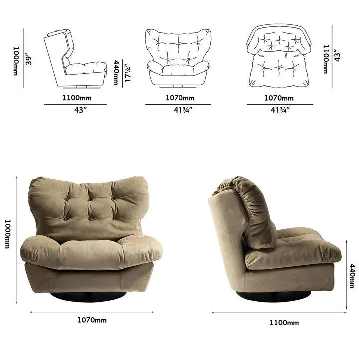 Bauhaus suede fabric revolving 1 seater sofa milano color swatches.
